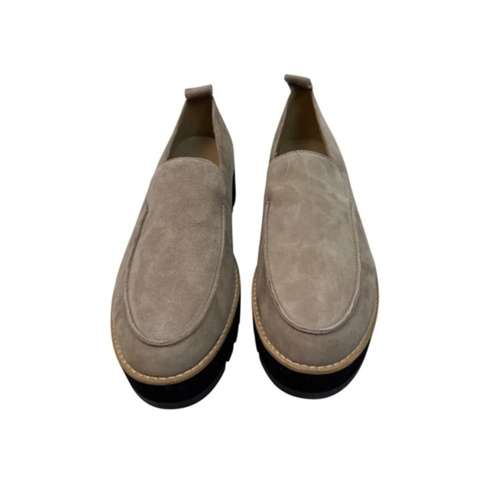 Eileen Fisher Ells Platform Loafers Womens 8 Taupe‎ Suede Chunky Slip On